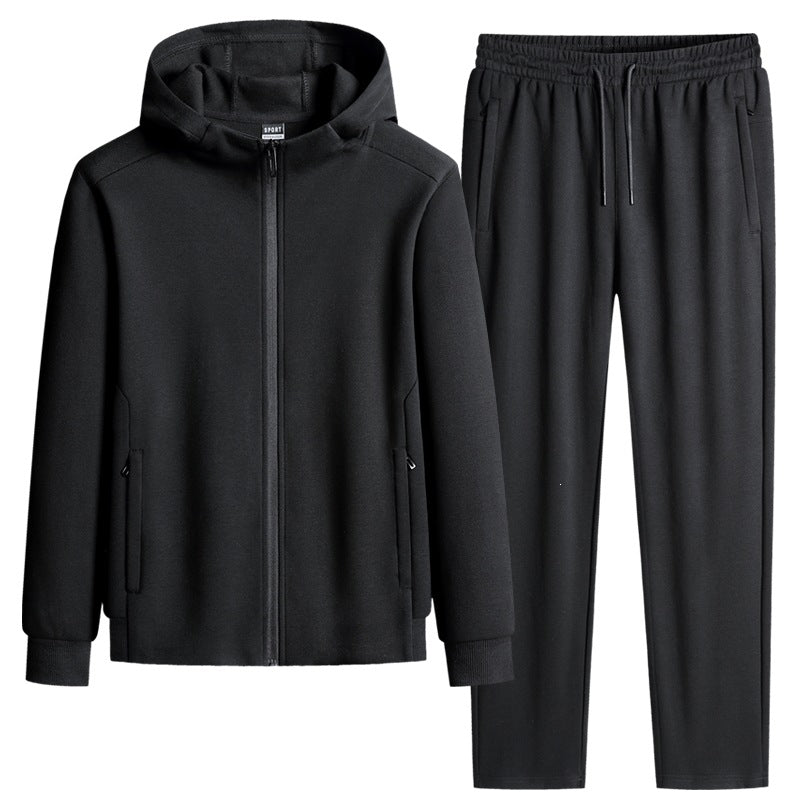 Herren zweiteiliges Kapuzen‑Trainingsset aus French‑Terry mit Reißverschlussjacke & konischer Jogginghose Echoarchiv