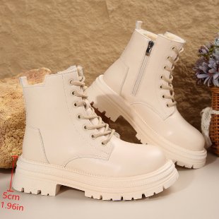 Damen Plateau-Lug-Boots mit Schnürung, seitlichem Reißverschluss und gepolstertem Komfort-Fußbett Echo Archiv