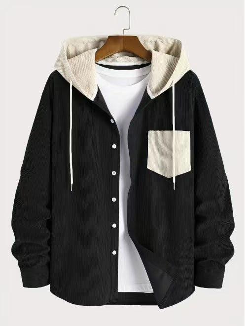 Herren Hemdjacke mit Kapuze und strukturiertem Design Echoarchiv