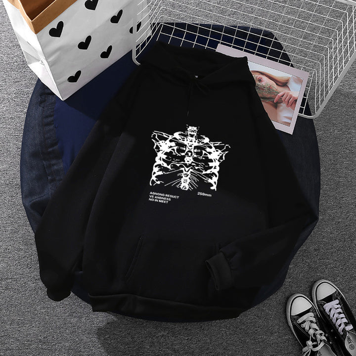 Unisex oversized Kapuzenpullover mit anatomischem Grafikprint, Kängurutasche und verstellbarer Kordel – Auréline