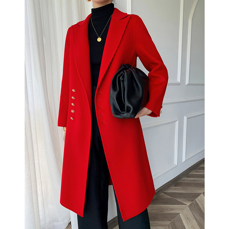 Damen Eleganter Wolle Trenchcoat Echoarchiv