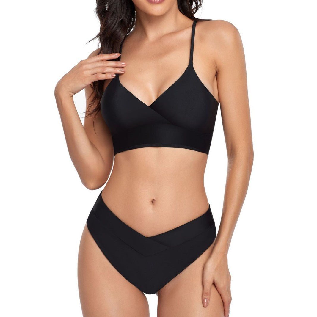 Damen Bikini-Set mit stilvollem Wickeloberteil und hoch geschnittenem Unterteil Echo Archiv