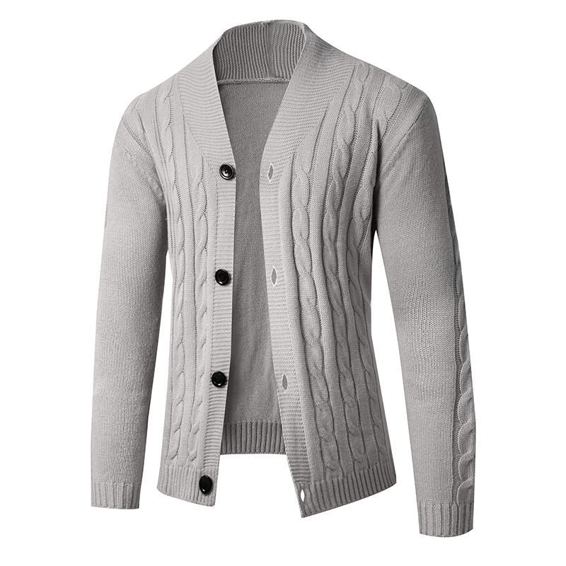 Herren Strickcardigan mit Schalkragen, Zopfmuster und Knopfleiste Echo Archiv