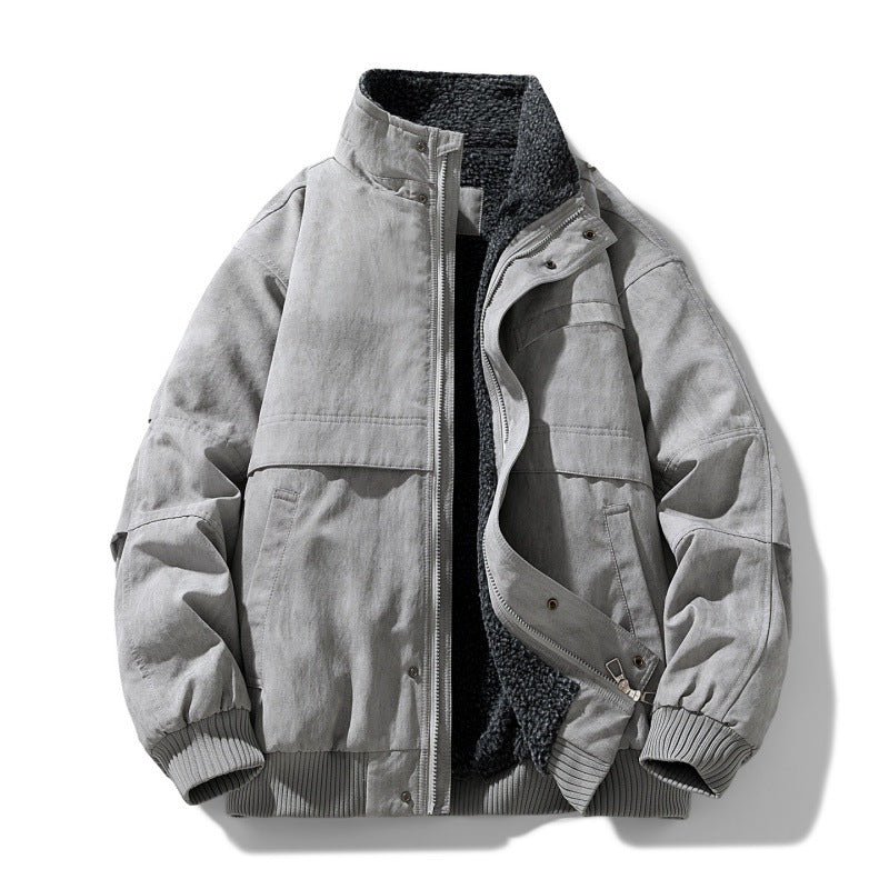 Herren gepolsterte Winterjacke mit Teddy-Futter, winddichte Außenschicht und vom Bomber inspirierten Schnitt – Marzano
