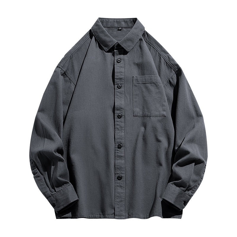 Herren Lockeres Overshirt-Hemd aus Baumwollmix mit Brusttasche und überschnittener Schulter Echoarchiv
