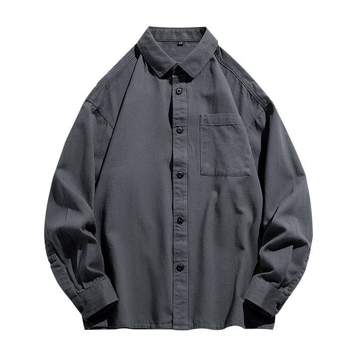 Herren Lockeres Overshirt-Hemd aus Baumwollmix mit Brusttasche und überschnittener Schulter Echoarchiv