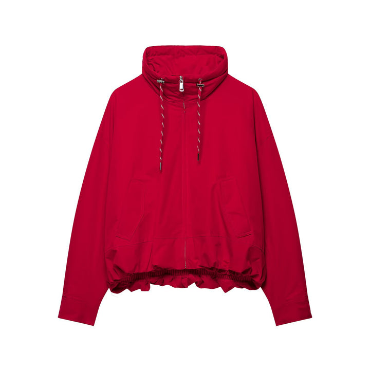 Damen Kurze Oversize-Utility-Jacke mit hohem Stehkragen, Kordelzug und elastischem Saum Echoarchiv