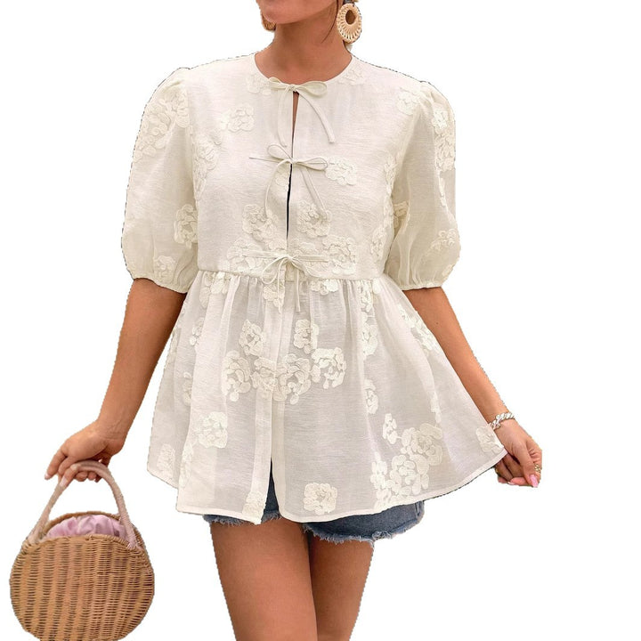Damen verspieltes Oberteil mit floralen Details Echo Archiv