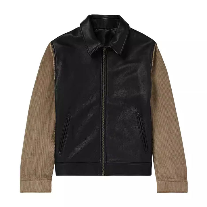 Herren modische Jacke im Materialmix mit praktischen Taschen und Stehkragen Echoarchiv