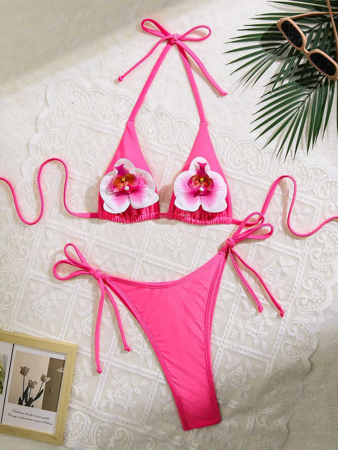 Damen Floral verziertes Triangel-Bikini Echo Archiv