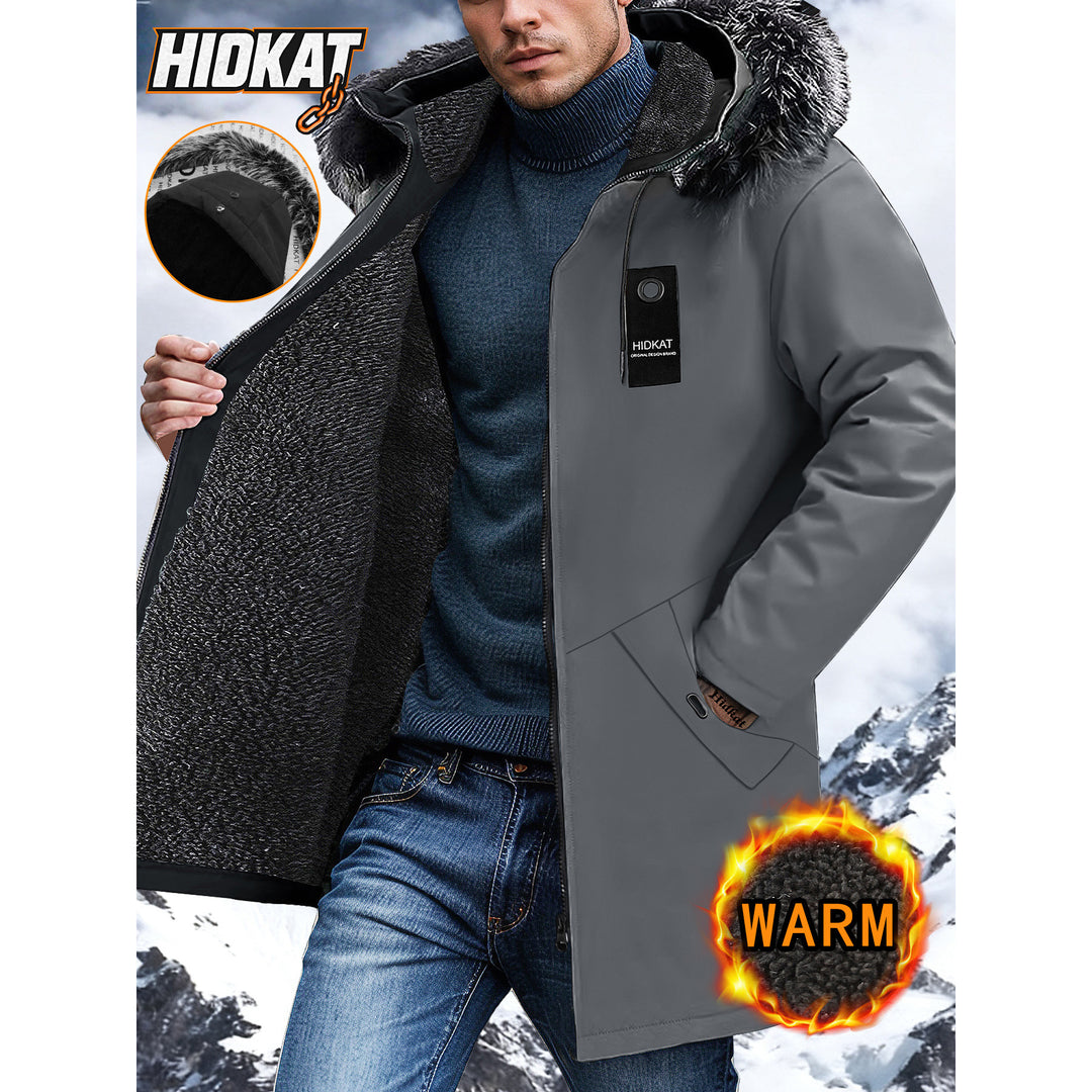 Herren Lange Winterjacke mit Kapuze und Kunstfellbesatz Echo Archiv