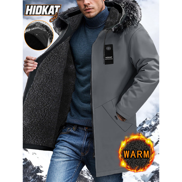 Herren Lange Winterjacke mit Kapuze und Kunstfellbesatz Echo Archiv