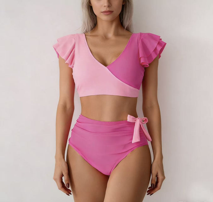 Damen Hochtailliertes Bikini-Set mit Rüschendetails Echo Archiv