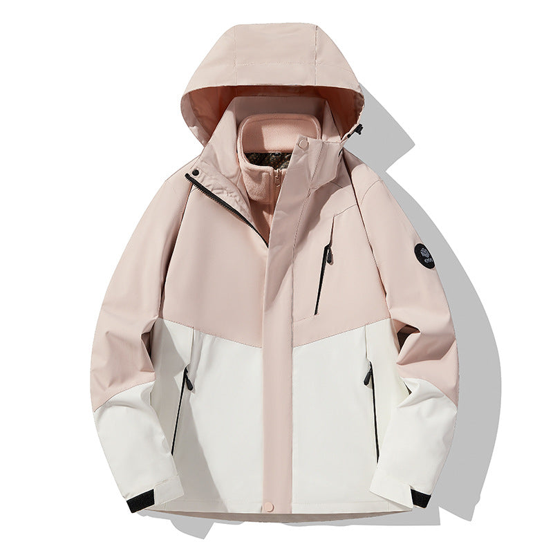 Herren dreilagige atmungsaktive Softshell-Trekkingjacke mit integriertem Fleecekragen und verstellbarer Kapuze Echoarchiv