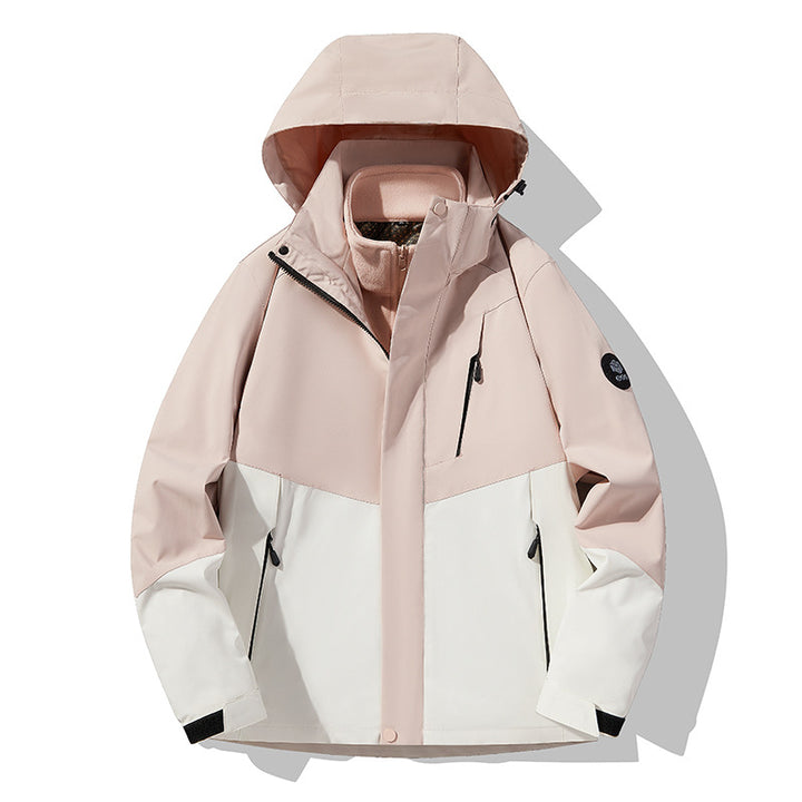 Herren dreilagige atmungsaktive Softshell-Trekkingjacke mit integriertem Fleecekragen und verstellbarer Kapuze Echoarchiv