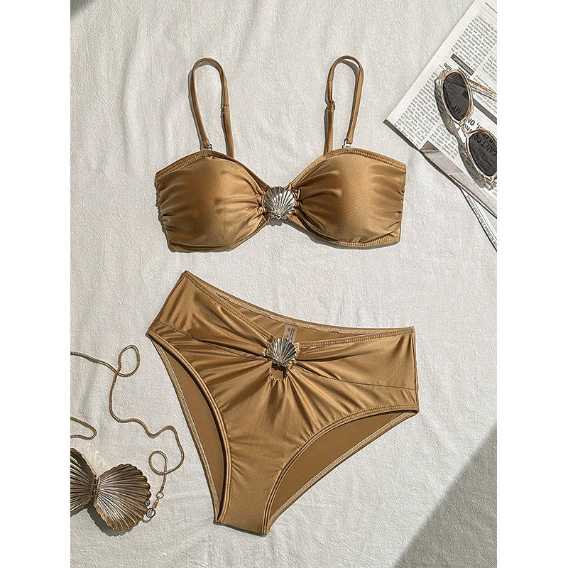 Damen Bandeau-Bikini mit schimmernder Muschel-Applikation Echo Archiv