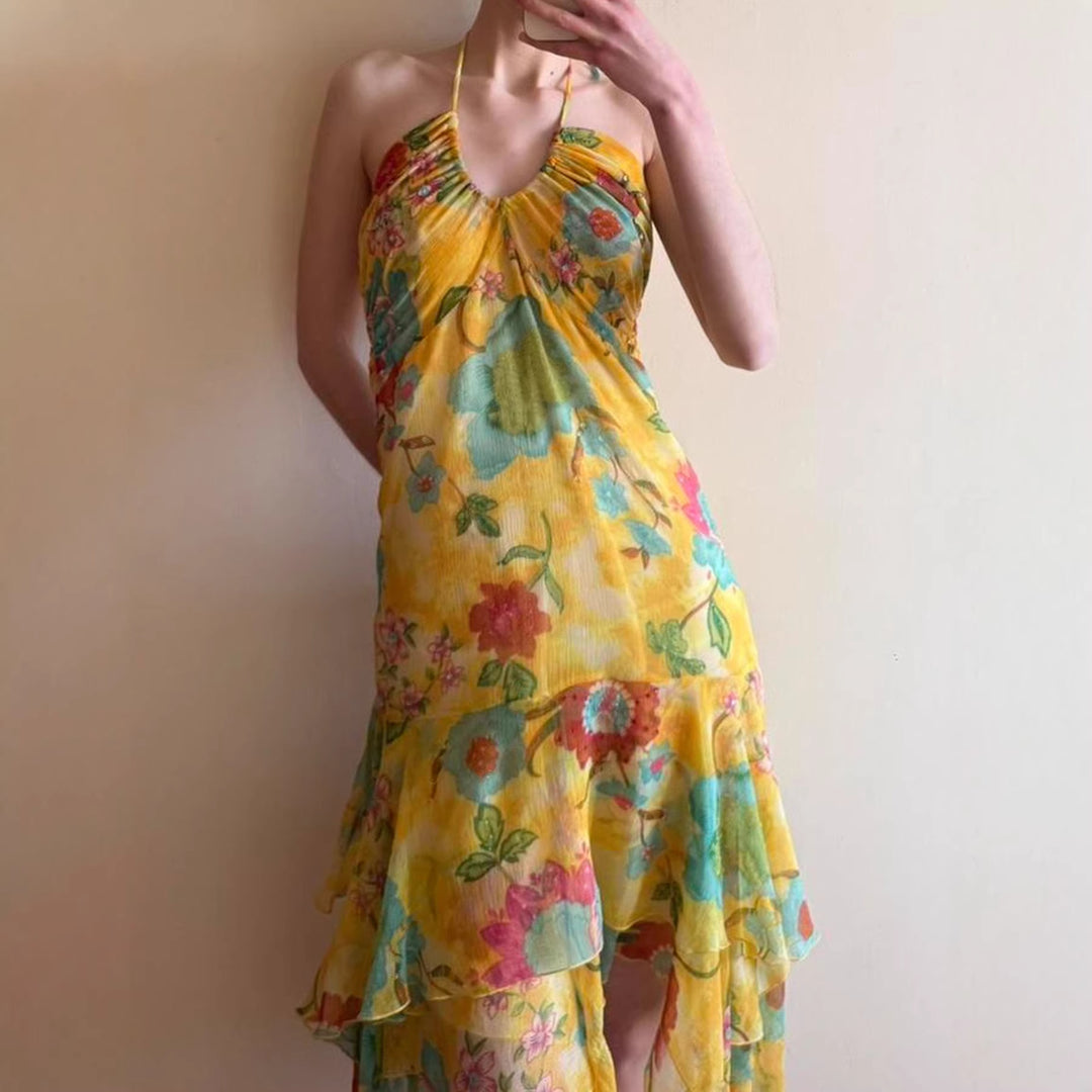Damen Maxikleid mit floralem Lagenlook und Spaghettiträgern Echo Archiv