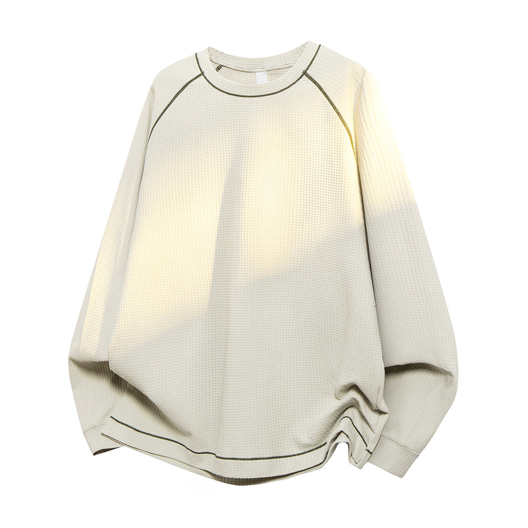 Herren Oversize Waffelstrick‑Sweatshirt mit Rundhals, Raglanärmeln und Kontrastnähten Echo Archiv