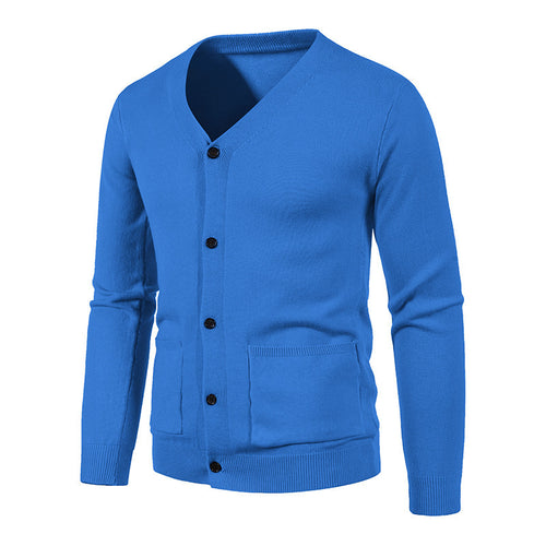Herren modische Strickjacke mit V-Ausschnitt und praktischen Taschen Echoarchiv