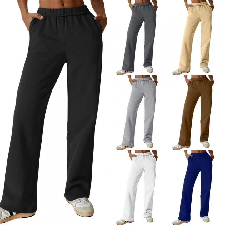 Damen nan hochgeschnittene ausgestellte Loungehose mit elastischem Komfortbund und verdeckten Eingrifftaschen Echo Archiv