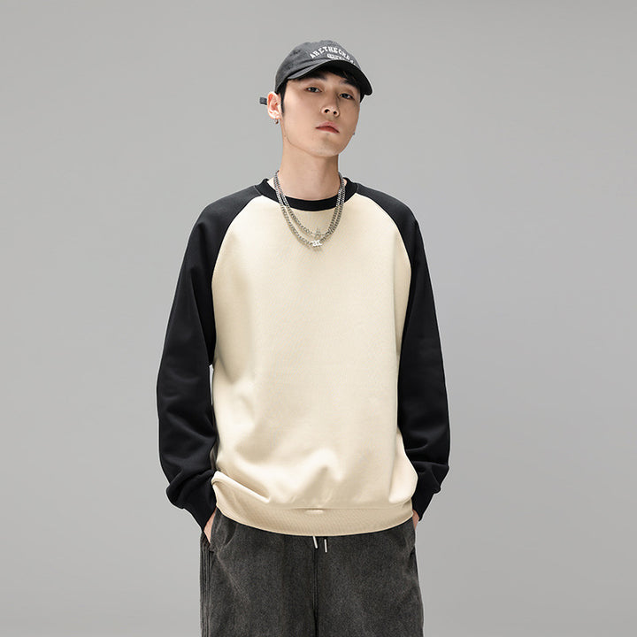 Herren Raglan‑Sweatshirt mit kontrastärmel, weichem Fleece‑Innenfutter und geripptem Saum Echo Archiv