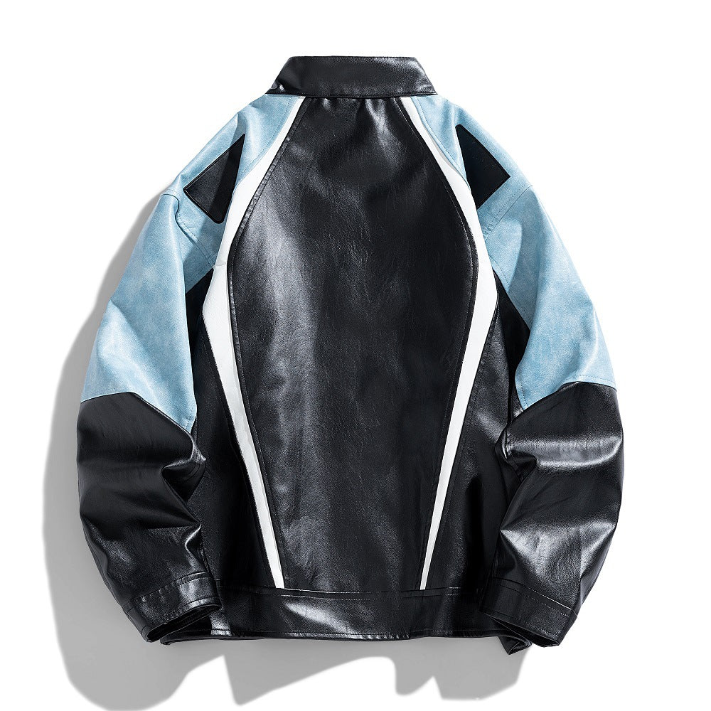 Herren Kunstlederjacke im urbanen Racing-Stil mit auffälligen Farbakzenten Echoarchiv