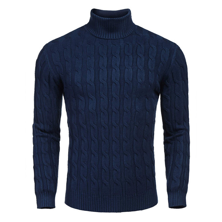 Herren modischer Rollkragenpullover mit Zopfmuster Echoarchiv