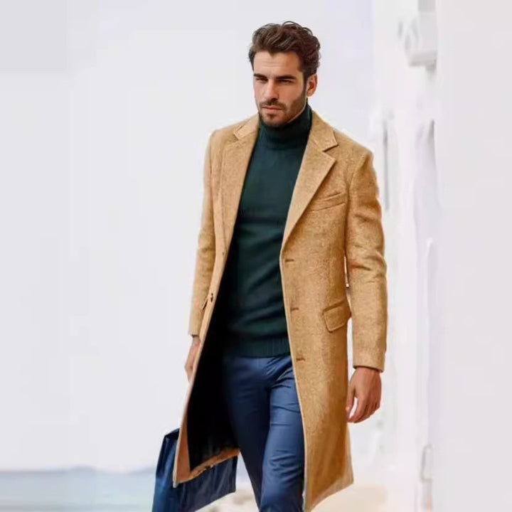 Herren eleganter lange Wool Blend Mantel Echoarchiv