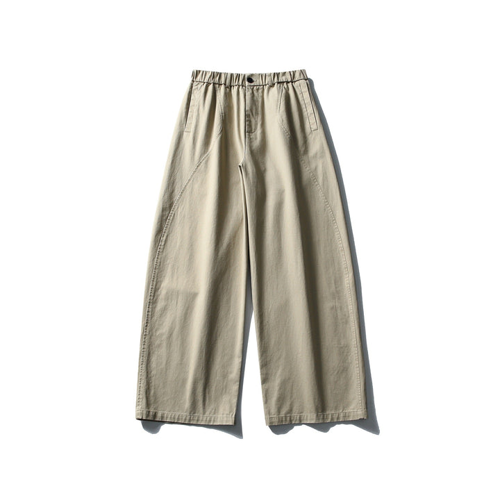 Damen Weite Cropped-Hose mit elastischem Bund und dekorativen Nahtpasse Echoarchiv