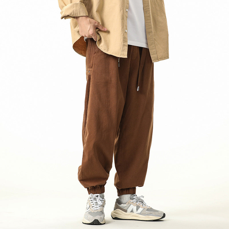 Herren Baggy‑Sweatstyle Cargohose aus schwerer Baumwolle mit elastischem Knöchelabschluss und Utility‑Schlaufen Echo Archiv