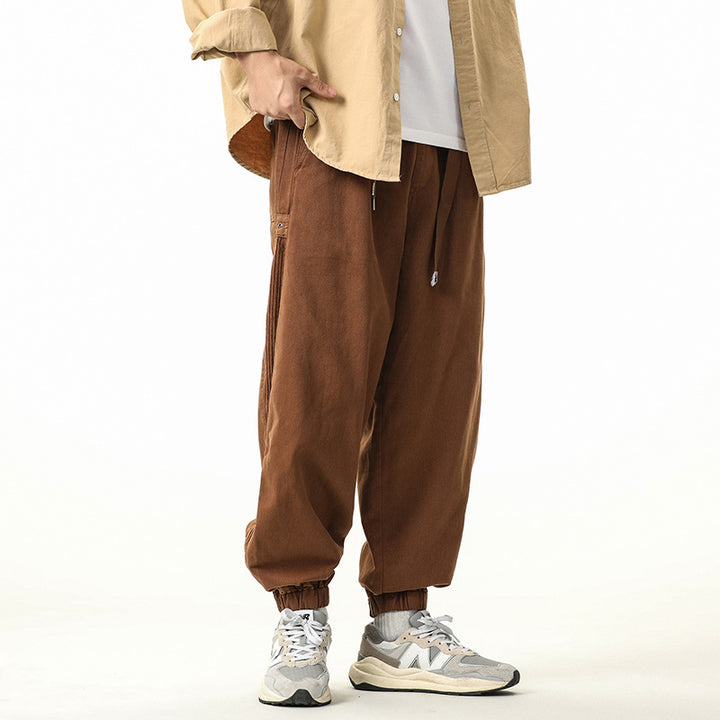 Herren Baggy‑Sweatstyle Cargohose aus schwerer Baumwolle mit elastischem Knöchelabschluss und Utility‑Schlaufen Echo Archiv
