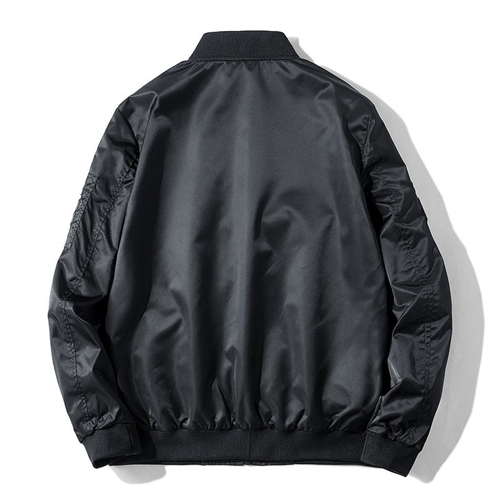 Herren Bomberjacke im Aviator-Style mit Patchapplikationen, Nylon-Shell und Ärmeltasche Echoarchiv