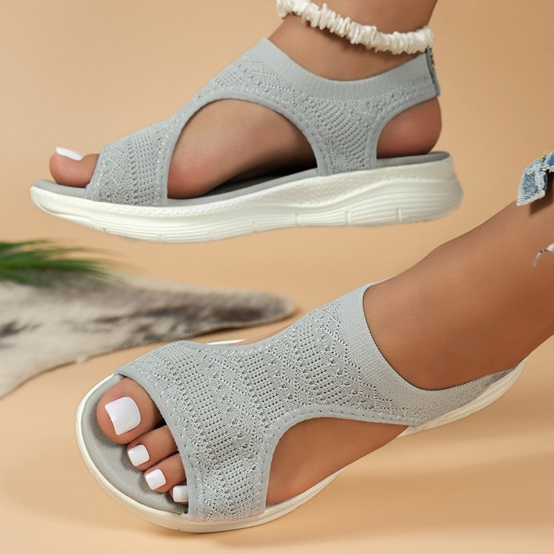 Damen Elastische Strick-Slingback-Sandale mit offener Zehenpartie und dämpfender Komfortsohle – Sorelia