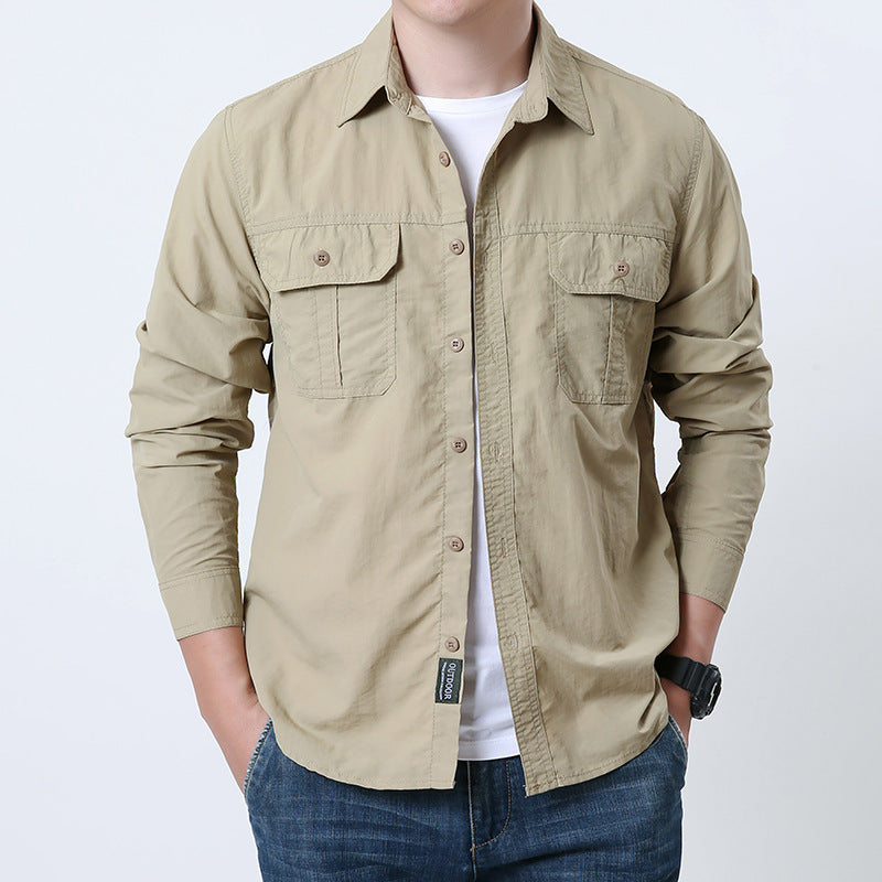 Herren nan leichtes Outdoor-Hemdjacke mit doppelten Klappentaschen, knöpfbarer Front und atmungsaktivem Technikstoff Echo Archiv