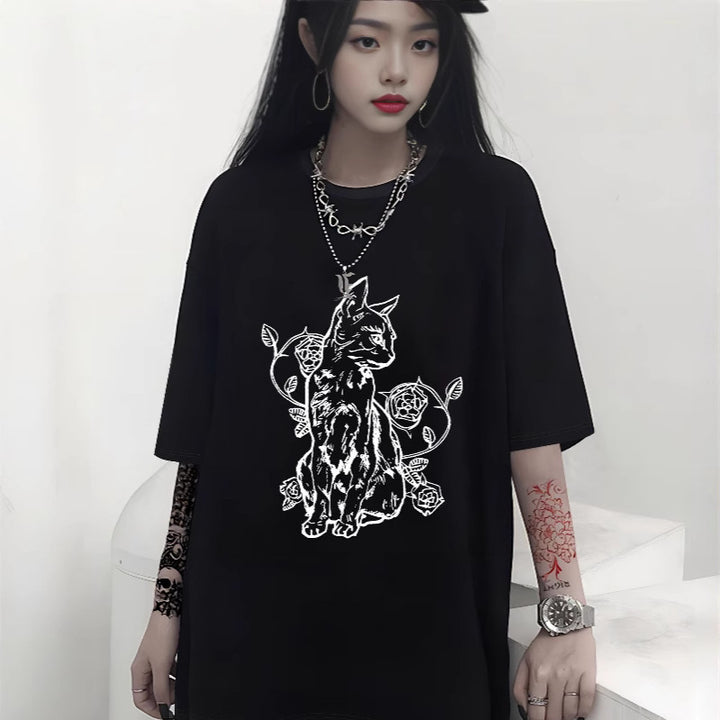 Damen Oversized T-Shirt mit dekorativem Schleifenmotiv Echo Archiv