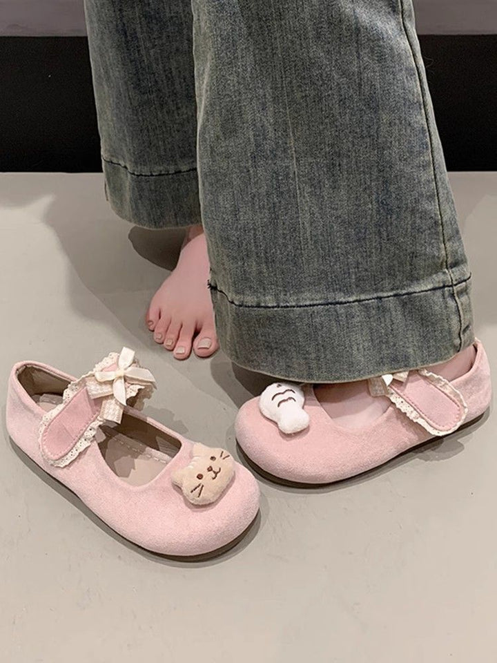 Damen Verspielte Mary-Jane-Ballerinas mit Plüsch‑Applikation und Klettverschluss – Avérine