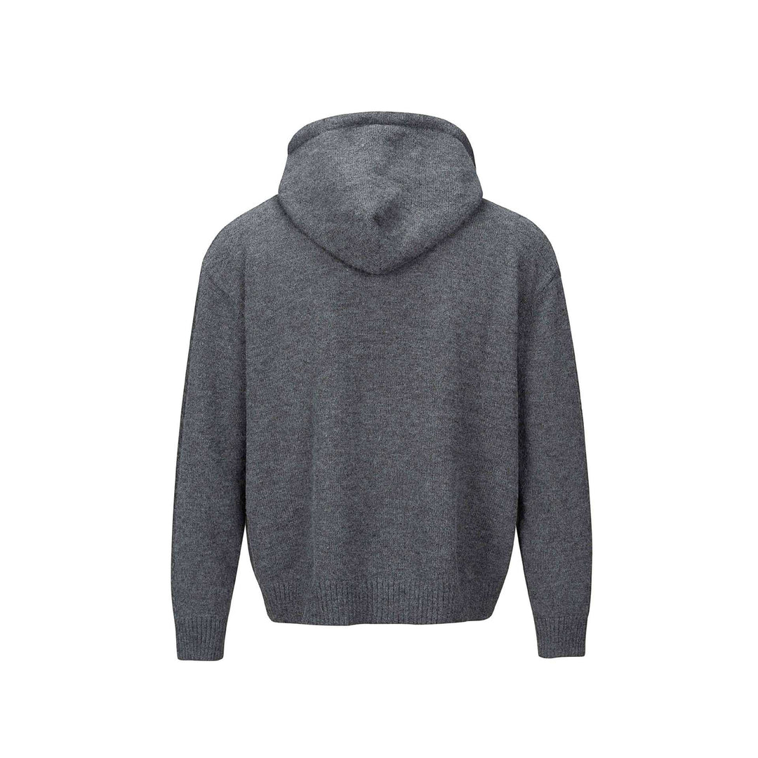 Unisex Kapuzen-Cardigan mit Knopfleiste, angerauter Strickstruktur und Rippbündchen Echoarchiv