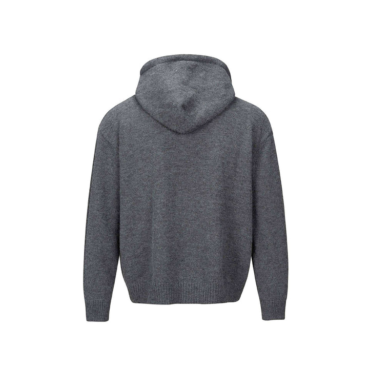Unisex Kapuzen-Cardigan mit Knopfleiste, angerauter Strickstruktur und Rippbündchen Echoarchiv