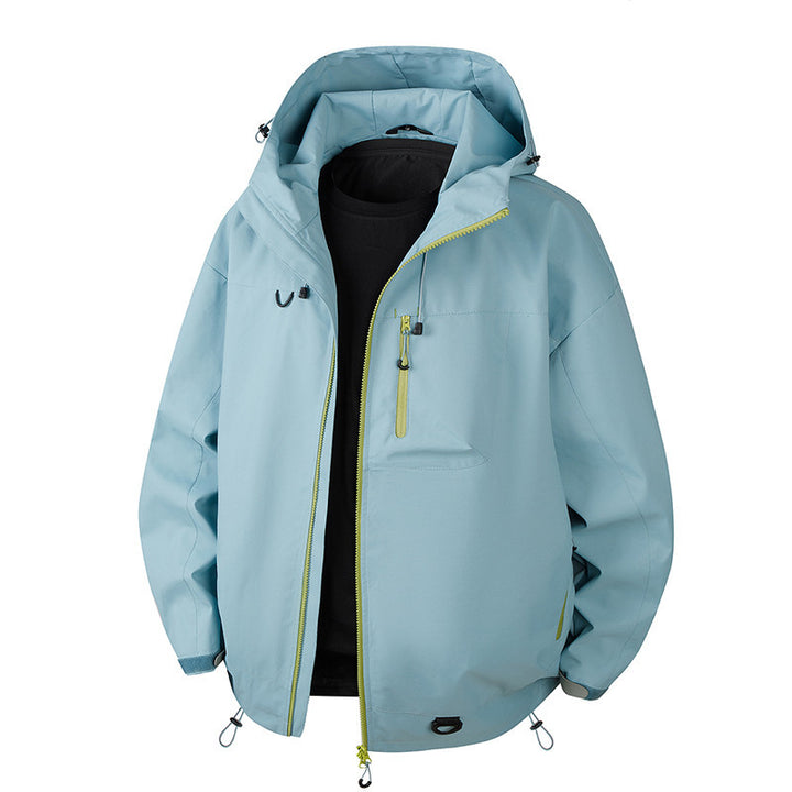 Herren Urbane Schutz-Softshelljacke mit verstellbarer Kapuze, Kontrast-Reißverschlüssen und Brusttasche Echo Archiv
