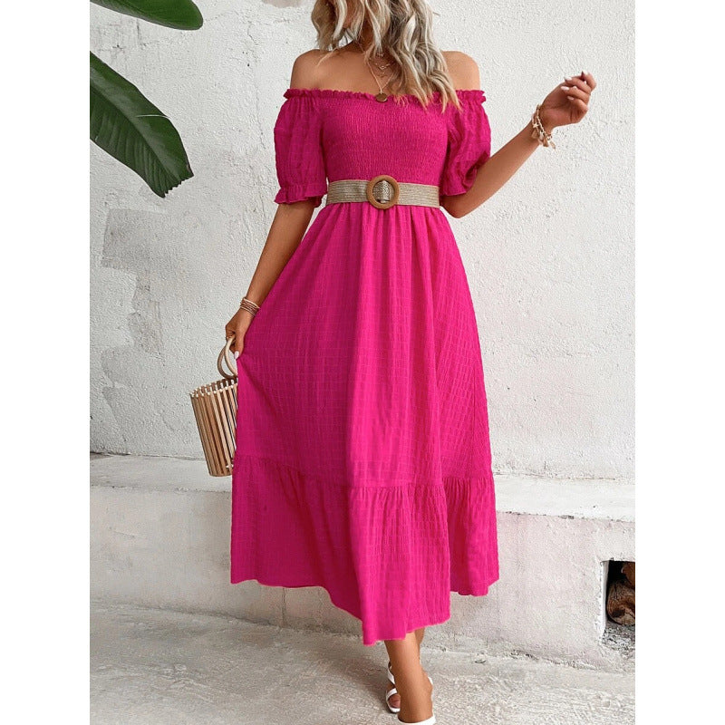 Damen Off-Shoulder Maxikleid mit voluminösen Ärmeln und fließendem Schnitt Echo Archiv