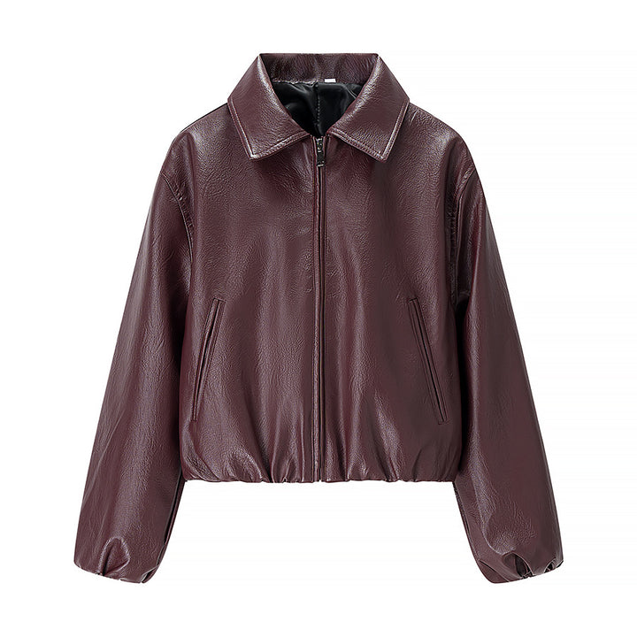 Damen Kurzjacke im Boxy‑Look aus veganem Leder mit verdecktem Reißverschluss Echo Archiv