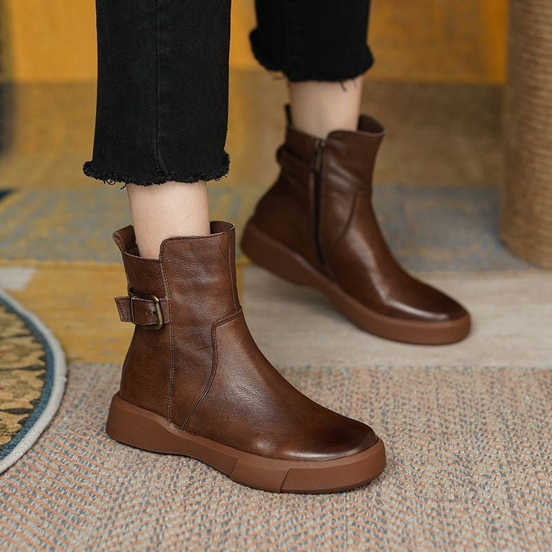 Damen nan knöchelhohe Lederoptik-Sneaker-Boots mit verstellbarem Fersenriemen, Zugschlaufe und rutschfester Gummisohle Echo Archiv