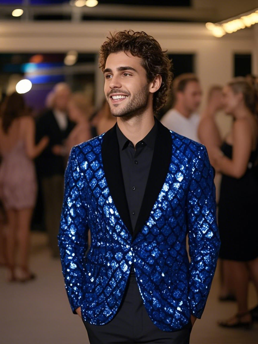 Herren Glamouröser Paillettenblazer Echoarchiv