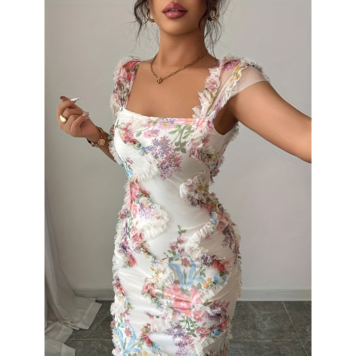 Damen Midikleid mit floralem Muster und zarter Rüschendetails Echo Archiv