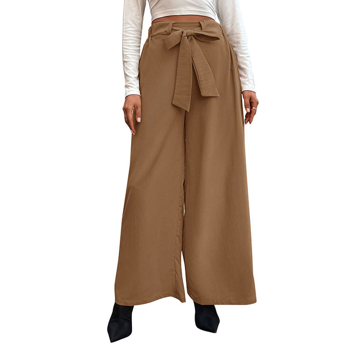 Damen Weite High-Waist-Hose mit Paperbag-Bund und Bindegürtel Echoarchiv