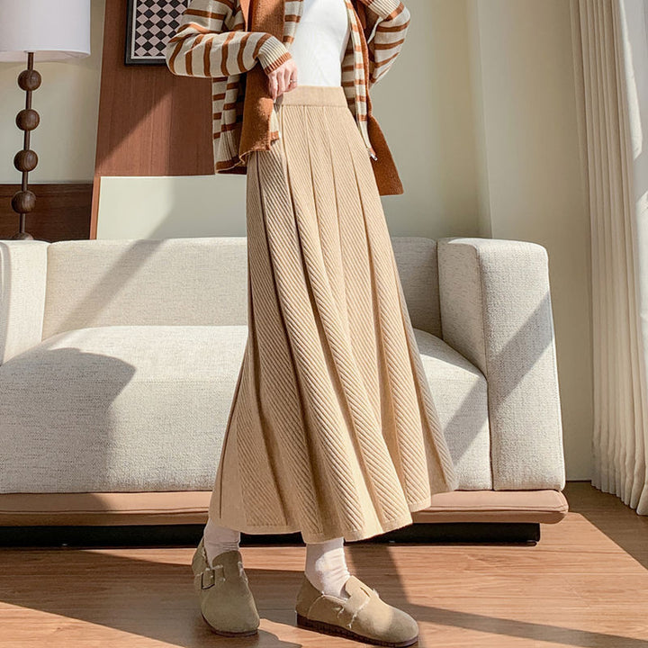 Damen Eleganter Plissierter Maxirock Echo Archiv