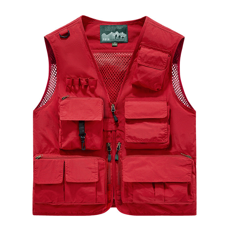 Herren Multifunktionale Outdoor-Utility‑Weste mit Mesh‑Innenfutter und zahlreichen Taschen – Marzano