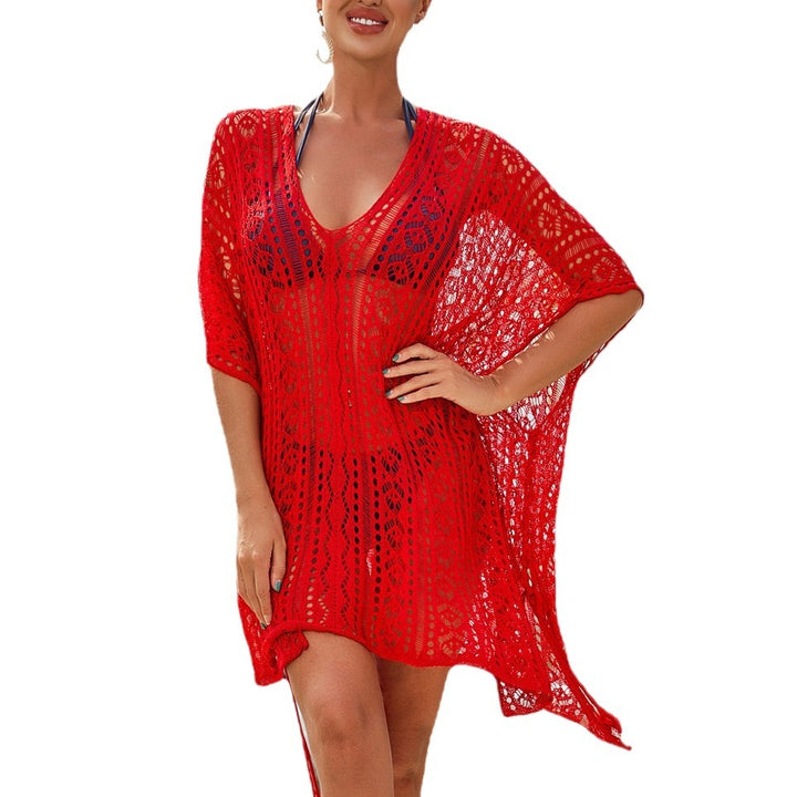 Damen Häkel-Strandtunika mit elegantem V-Ausschnitt und seitlichen Bindebändern Echo Archiv