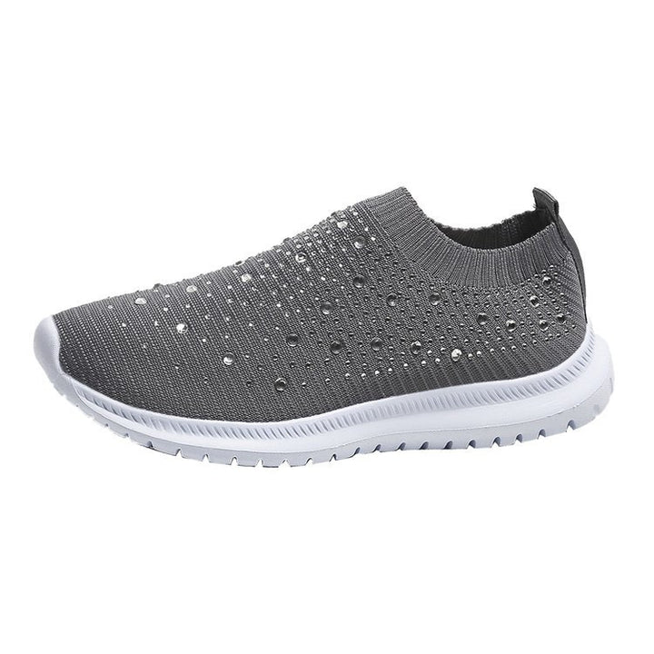 Damen Strick-Slip-On-Sneaker mit elastischem Schaft und Ziersteinen Echo Archiv