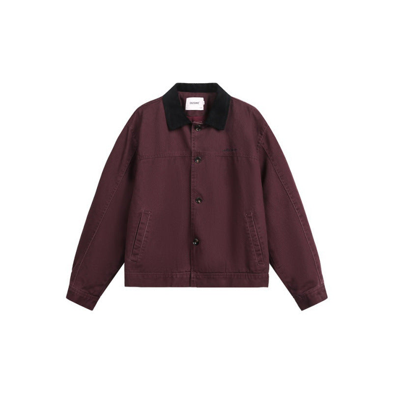 Herren Boxy-Canvas-Jacke mit Cordkragen und verdeckter Knopfleiste Echo Archiv